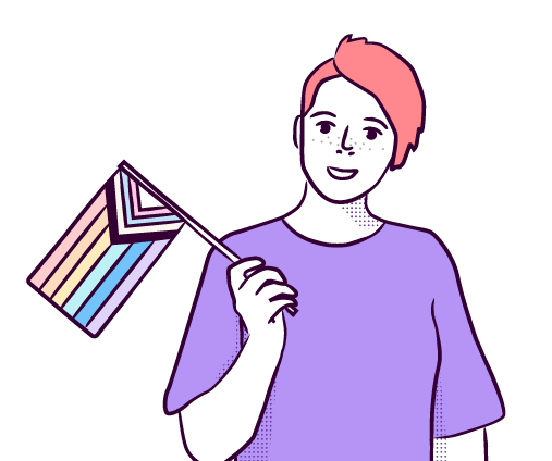 person holding LGBTQIA flag