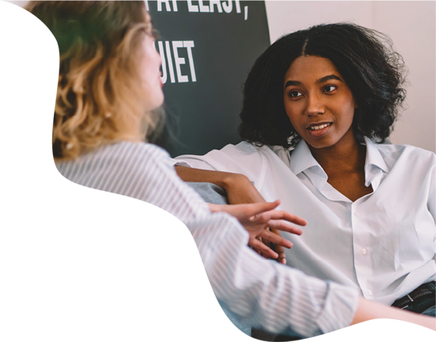 Two woman talking