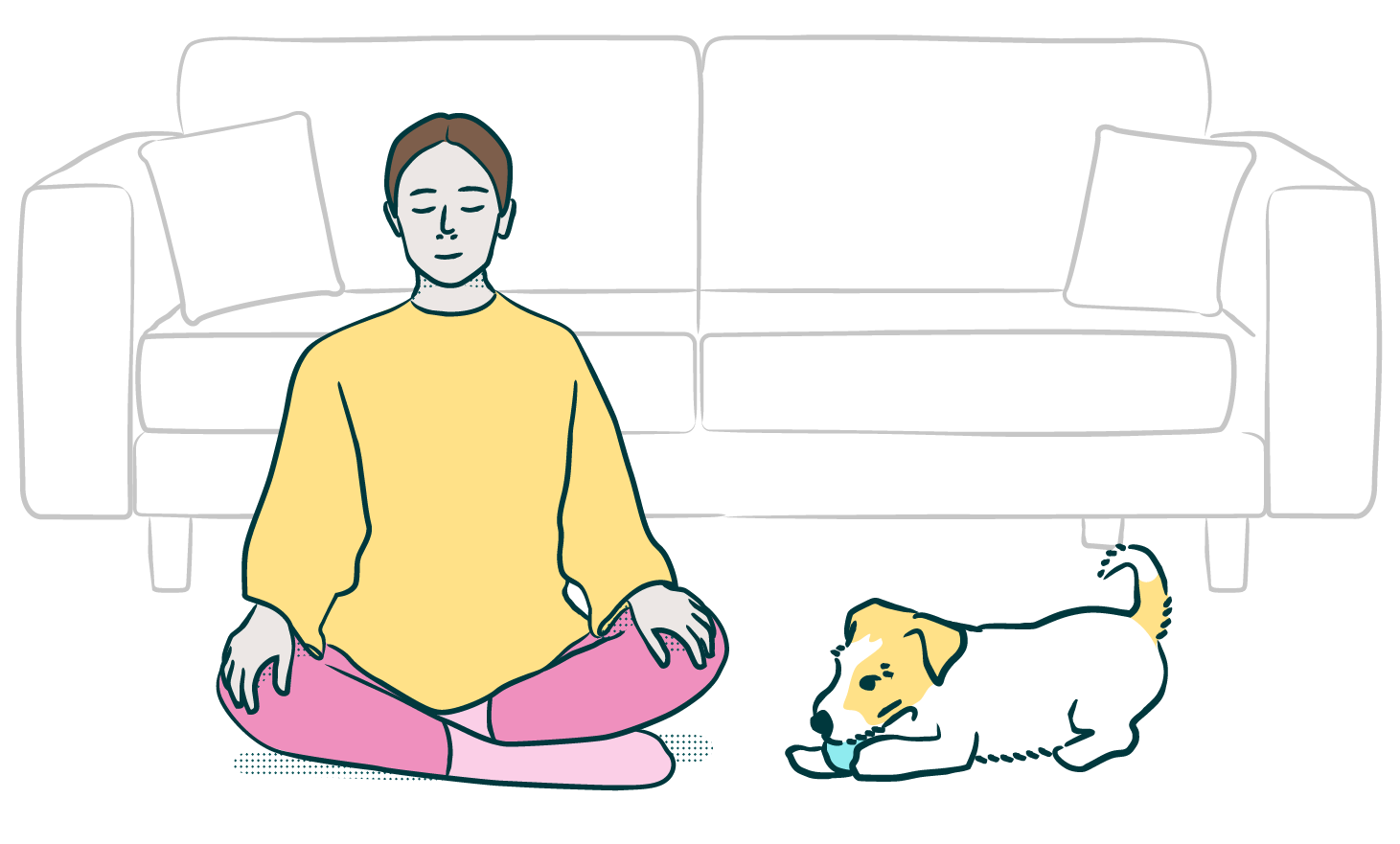 Person meditation at home 