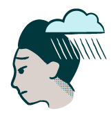 Sad person with rain